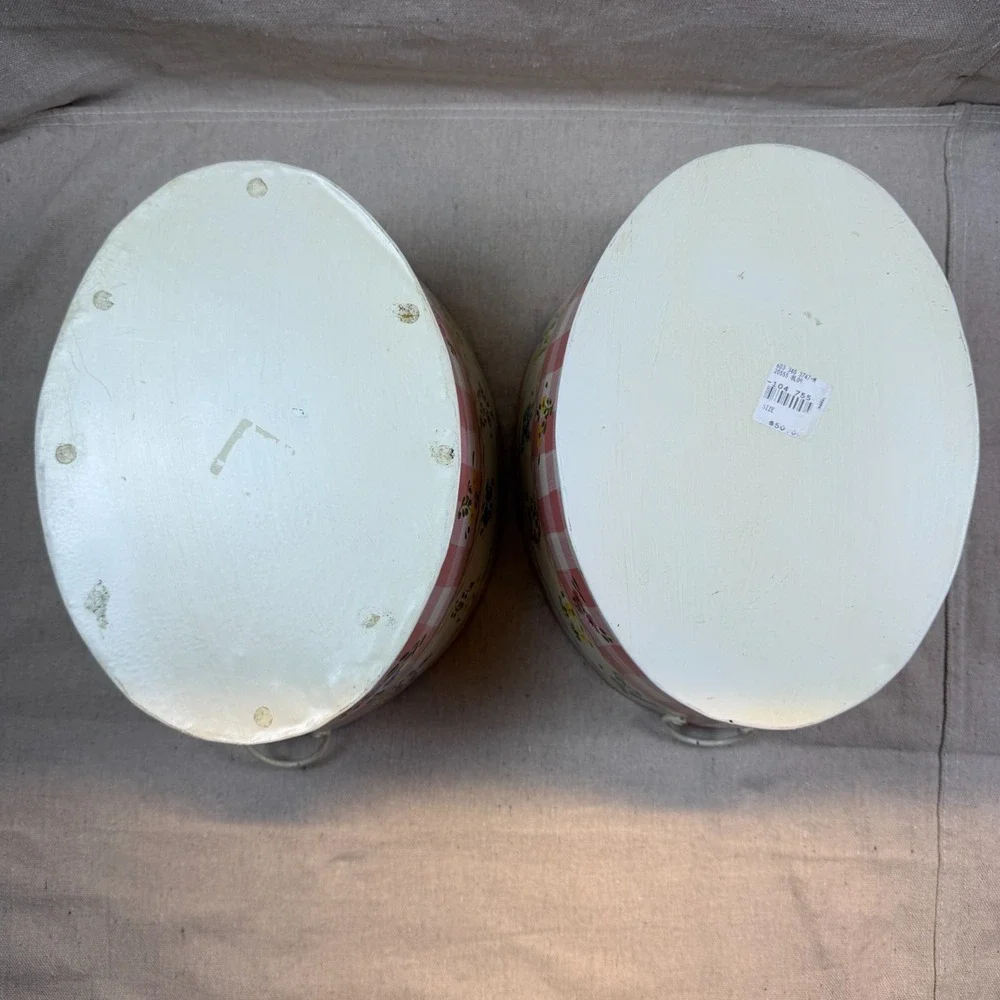 Planter Hand Painted Tin Set of 2 Unused Originally $100